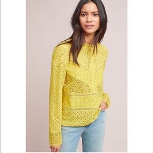 ANTHROPOLOGIE LONG SLEEVE EYELET TOP